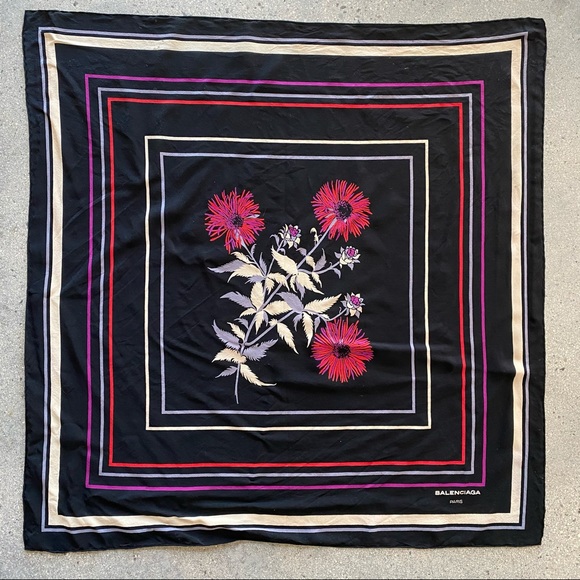Balenciaga Vintage Silk Floral Scarf Frameable - Picture 1 of 5
